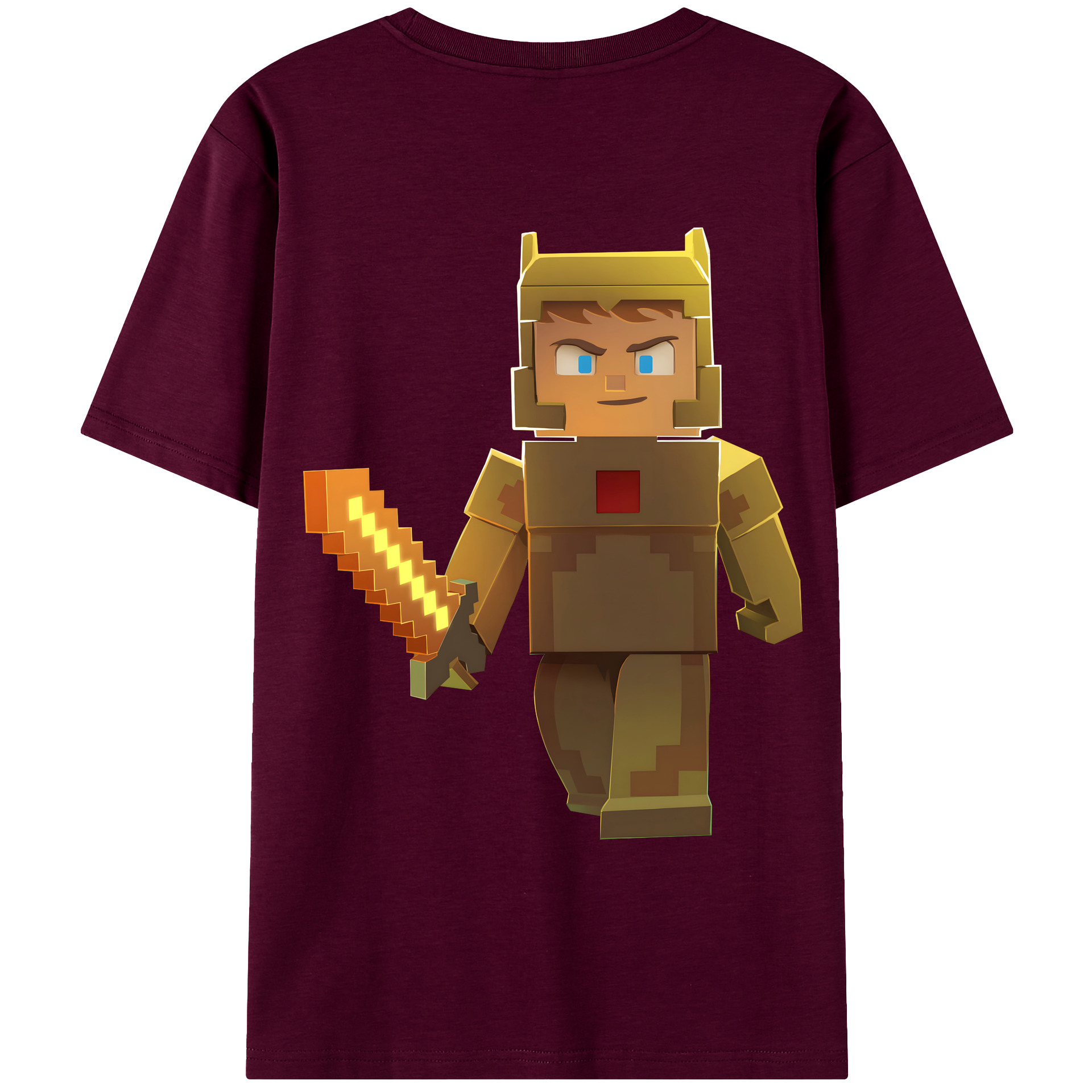 （画像用） マインクラフト ブロックの世界 Minecraft MC Block world レディース半袖Tシャツ(バックプリント)